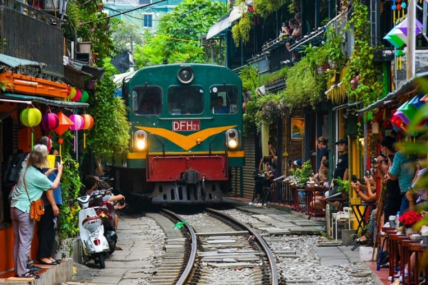 Train street in Hanoi, Vietnam